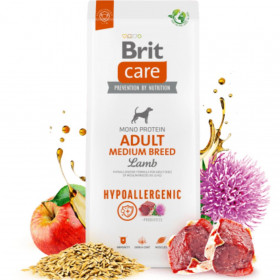 Супер премиум, хипоалергенна храна за кучета Brit Care Dog Hypoallergenic Mono Protein Adult Medium Breed, монопротеинна, с агнешко месо и бял трън